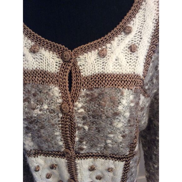 Wool Blend vintage button up cardigan Crochet Angela Baraldio M/L - Picture 5 of 8